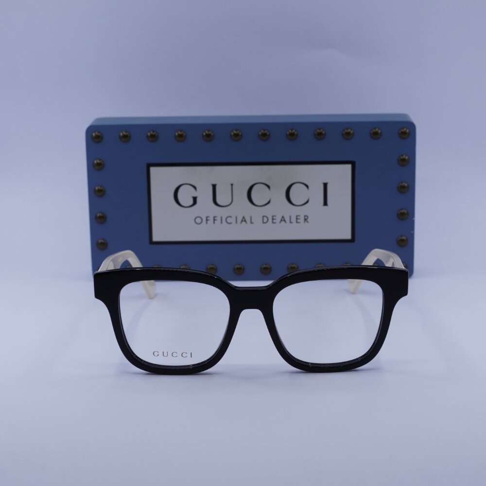 Gucci GG0958O 005 Square Eyeglasses - Black/White 52mm - Picture 2 of 11
